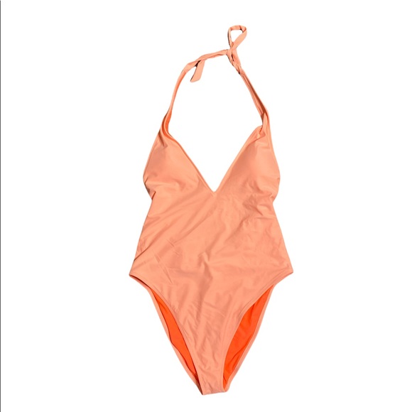 aerie Swim Aerie Orange One Piece Plunging Neckline And Cheeky Swimsuit Poshmark